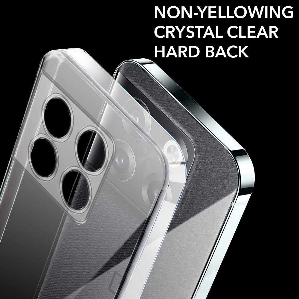 For OnePlus 10T Back Cover Case Lifetime Anti-Yellow Clear (Sleek Hard Crystal | Shockproof and Camera Protection)