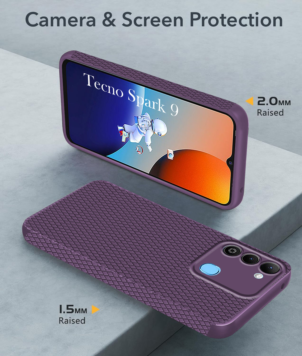For Tecno Spark 9 Back Cover Case (Liquid Silicone | Side Grip | Camera Protection)