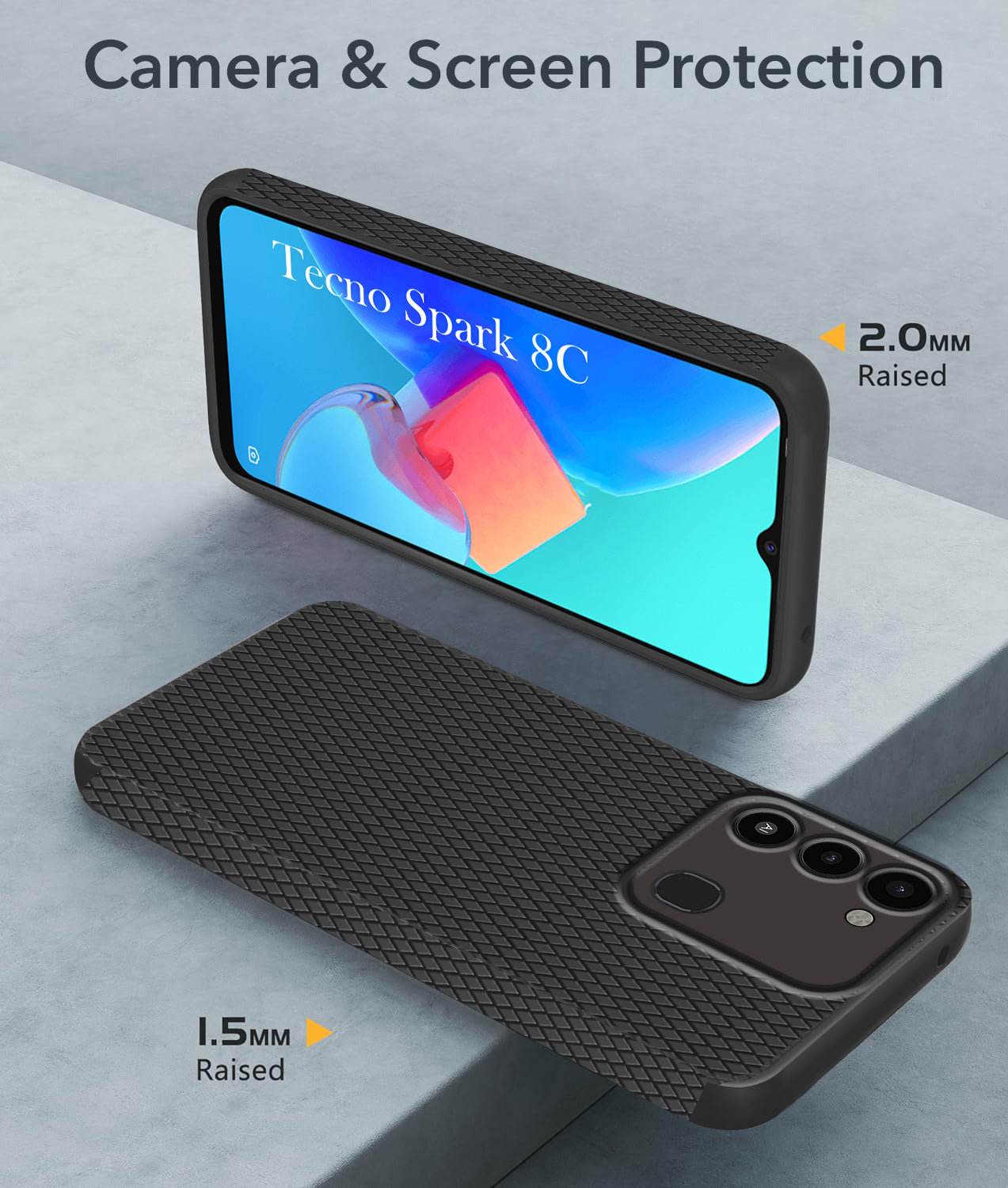 For Tecno Spark 8C Back Cover Case (Liquid Silicone | Side Grip | Camera Protection)