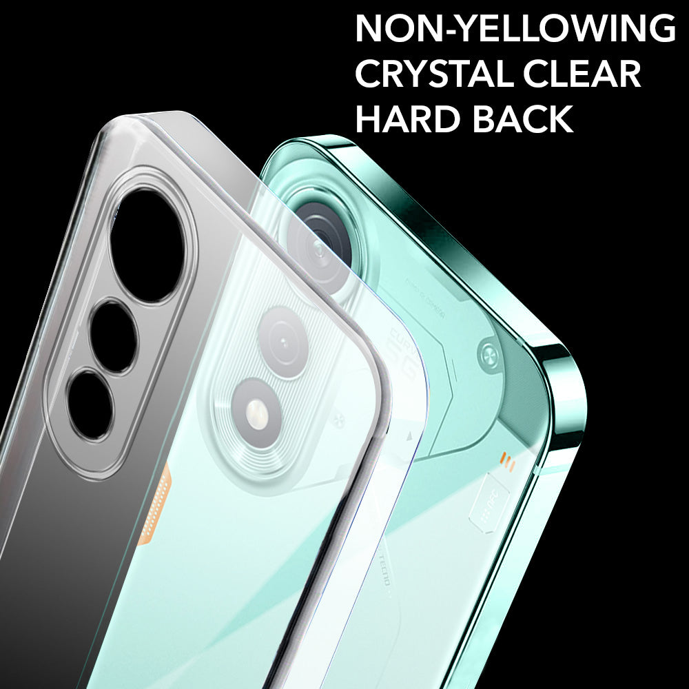 For Tecno Pova Curve Back Cover Case Lifetime Anti-Yellow Clear (Sleek Hard Crystal | Shockproof and Camera Protection)