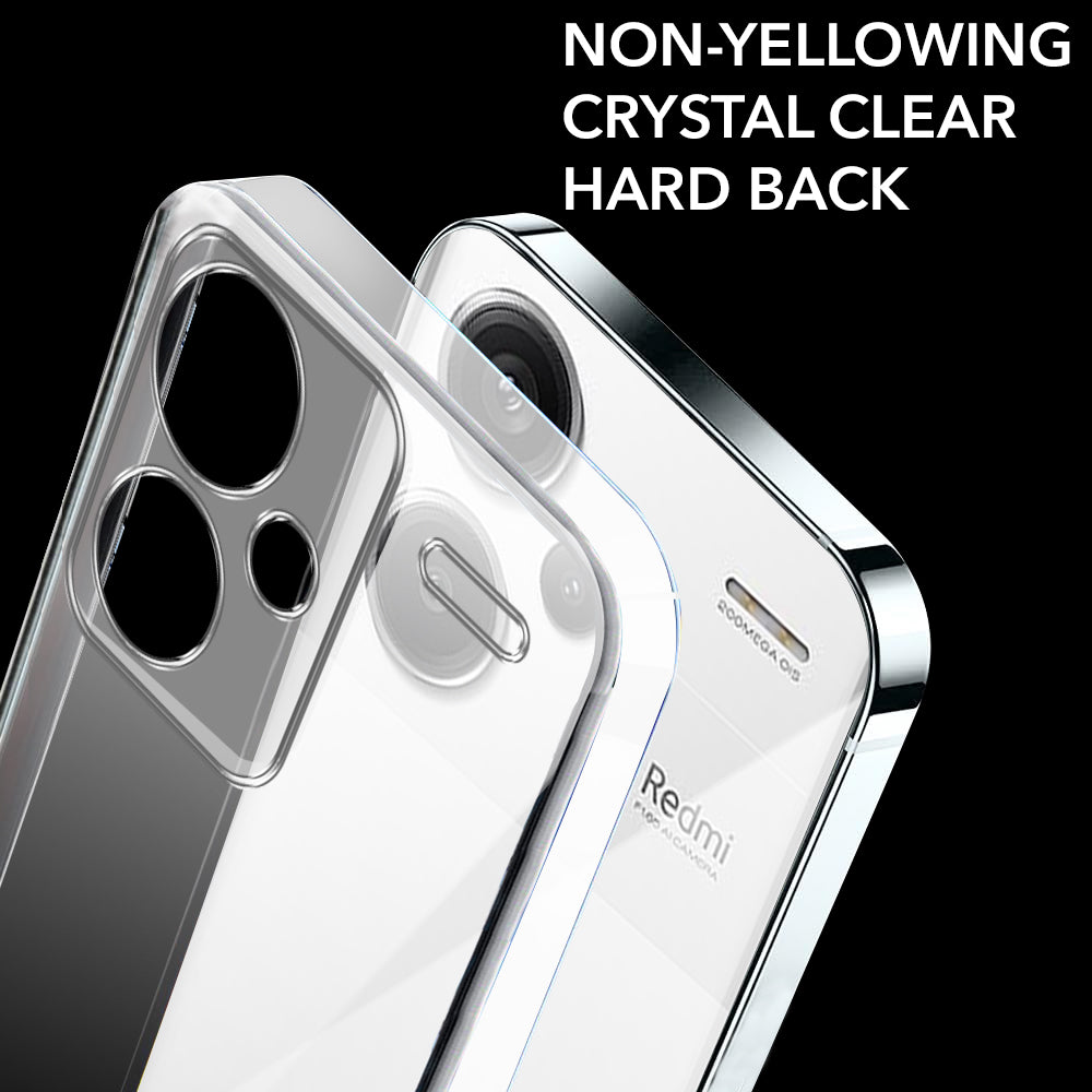 For Redmi Note 13 Pro Plus Back Cover Case Lifetime Anti-Yellow Clear (Sleek Hard Crystal | Shockproof and Camera Protection)