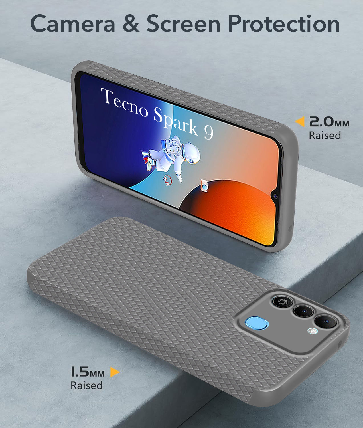 For Tecno Spark 9 Back Cover Case (Liquid Silicone | Side Grip | Camera Protection)