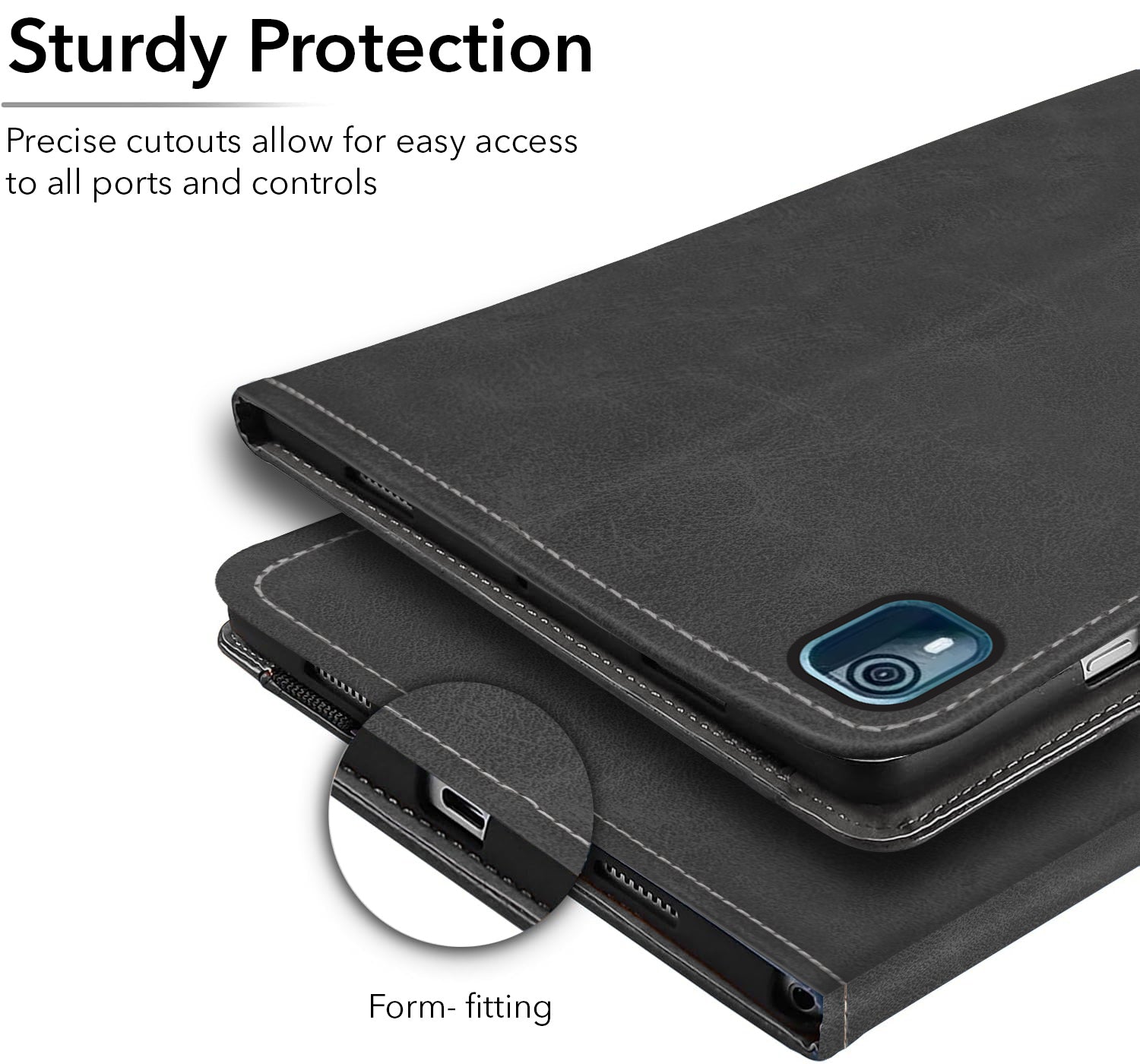For Flip Cover Folio Case  Nokia T10 (TA-1503, TA-1472, TA-1462, TA-1457) 8 Inch (PU Leather | Multi-Angle Smart Stand | Card Storage Slots | Silicone Back Pouch)