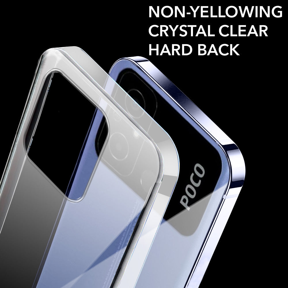 For Poco C55 Back Cover Case Lifetime Anti-Yellow Clear (Sleek Hard Crystal | Shockproof and Camera Protection)
