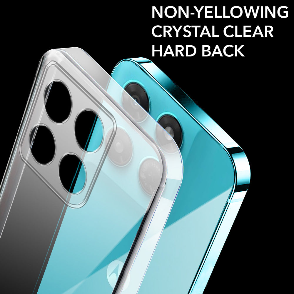 For Motorola Moto G37 Back Cover Case Lifetime Anti-Yellow Clear (Sleek Hard Crystal | Shockproof and Camera Protection)