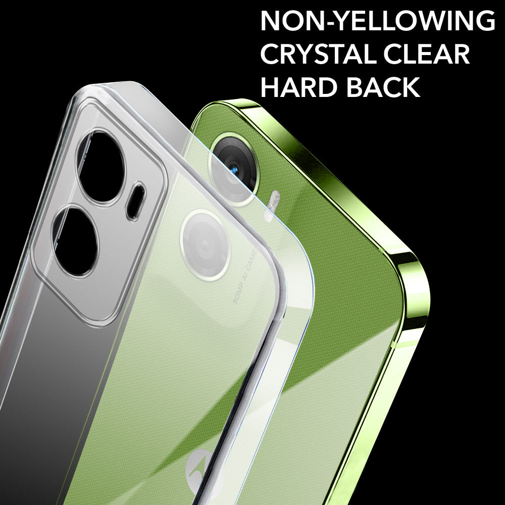 For Motorola Moto G06 Power Back Cover Case Lifetime Anti-Yellow Clear (Sleek Hard Crystal | Shockproof and Camera Protection)