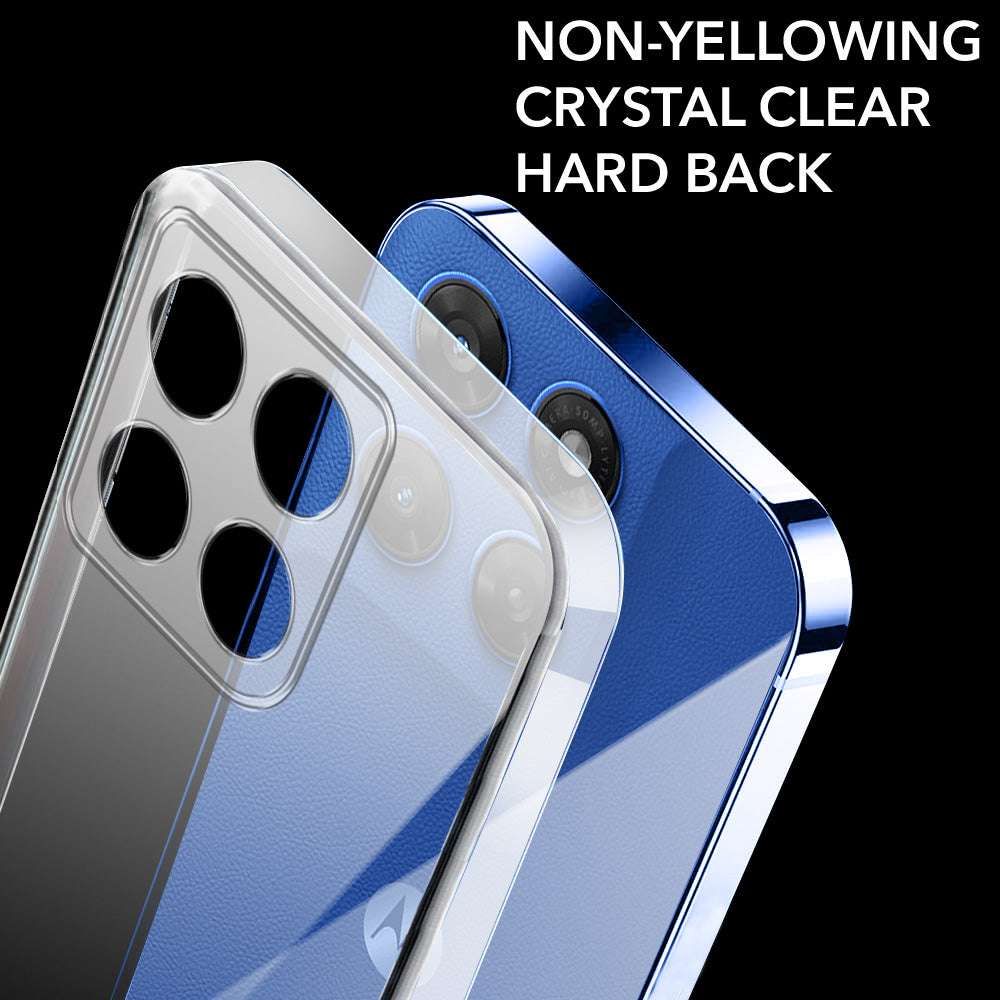 For Motorola Moto G37 Power Back Cover Case Lifetime Anti-Yellow Clear (Sleek Hard Crystal | Shockproof and Camera Protection)