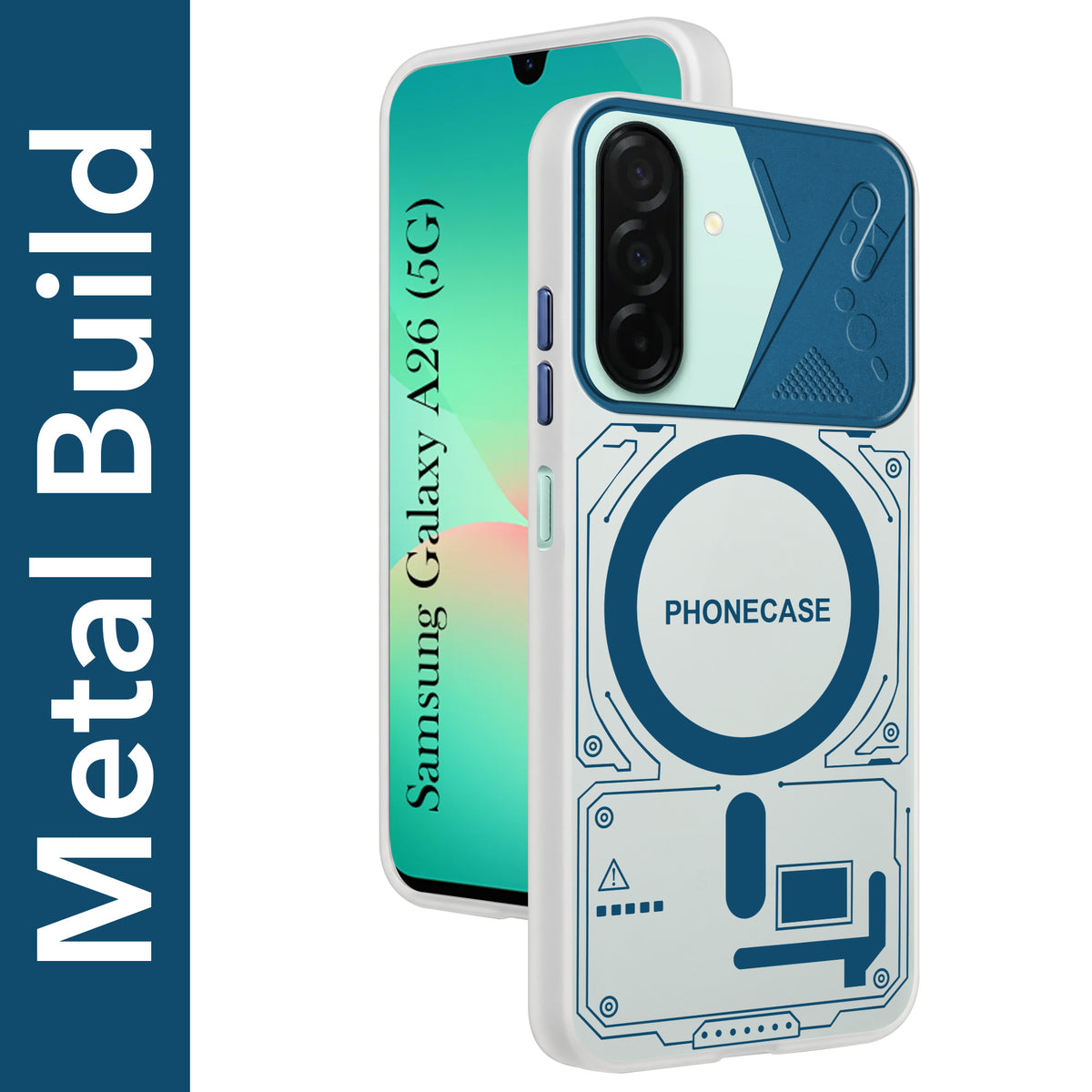 For Samsung Galaxy A26 5G Metallic Back Cover Case (Metallic Camera Protection & Buttons | Translucent Milky Shade | Hard Polycarbonate)