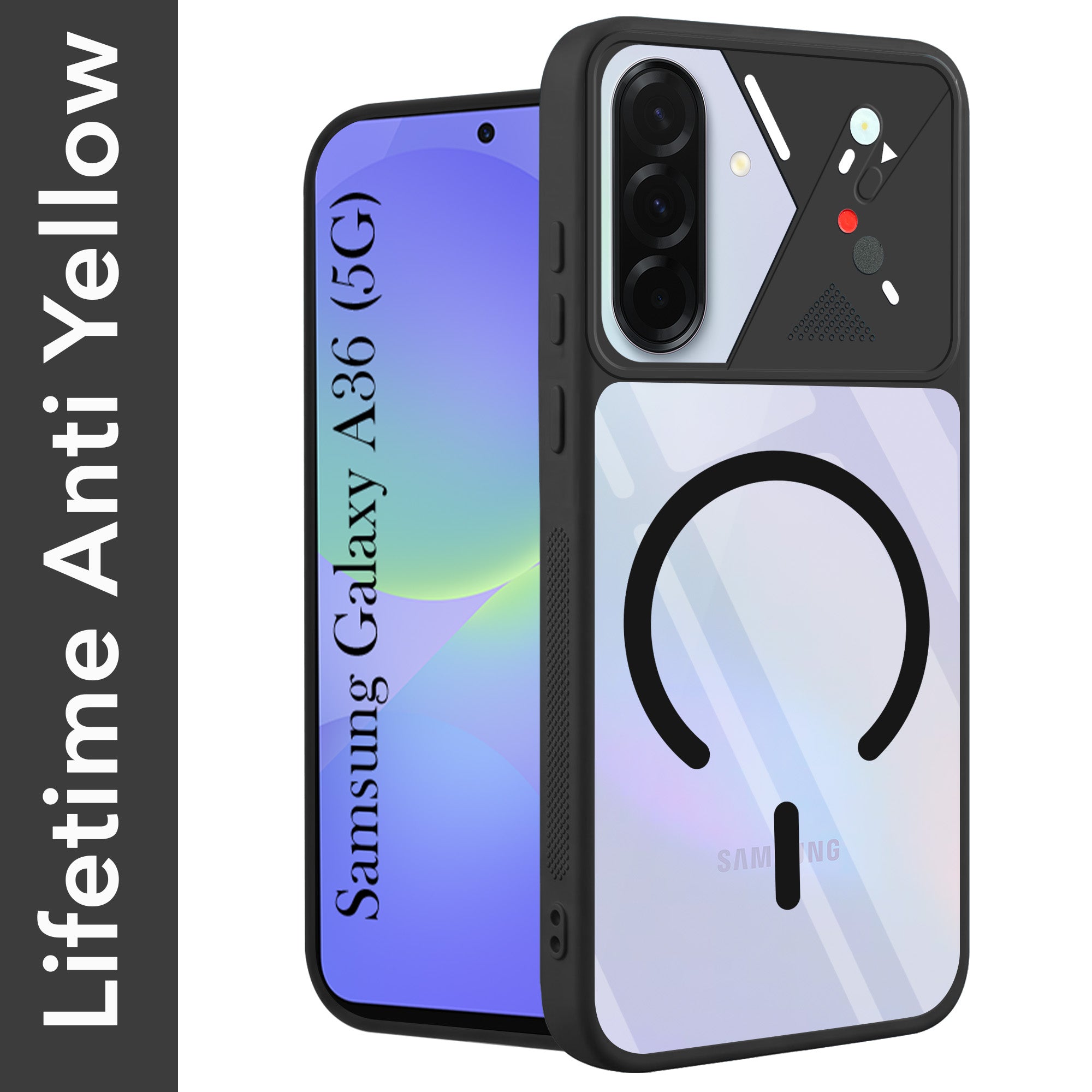 For Samsung Galaxy A36 5G Back Cover Case Lifetime Anti-Yellow Clear (Camera Protection | Side Grip | Wireless MagSafe Compatible)