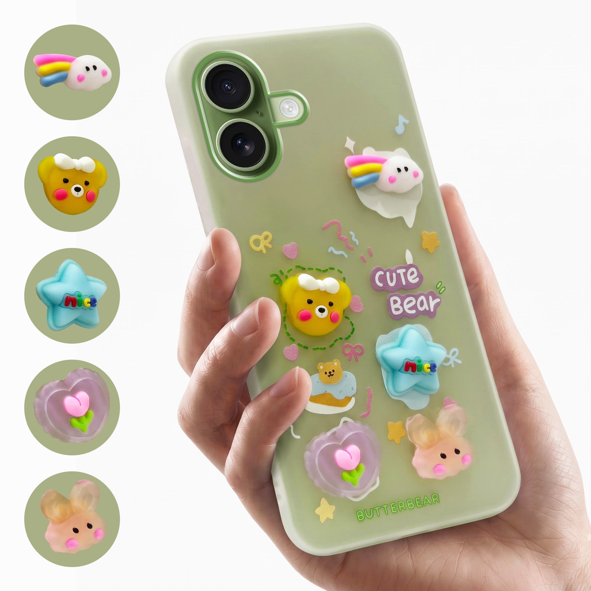 For Apple iPhone 17 Back Cover Case (3D Cute Cartoons | Hard Back Side Soft | Matte Premium Finish | HD Printing)