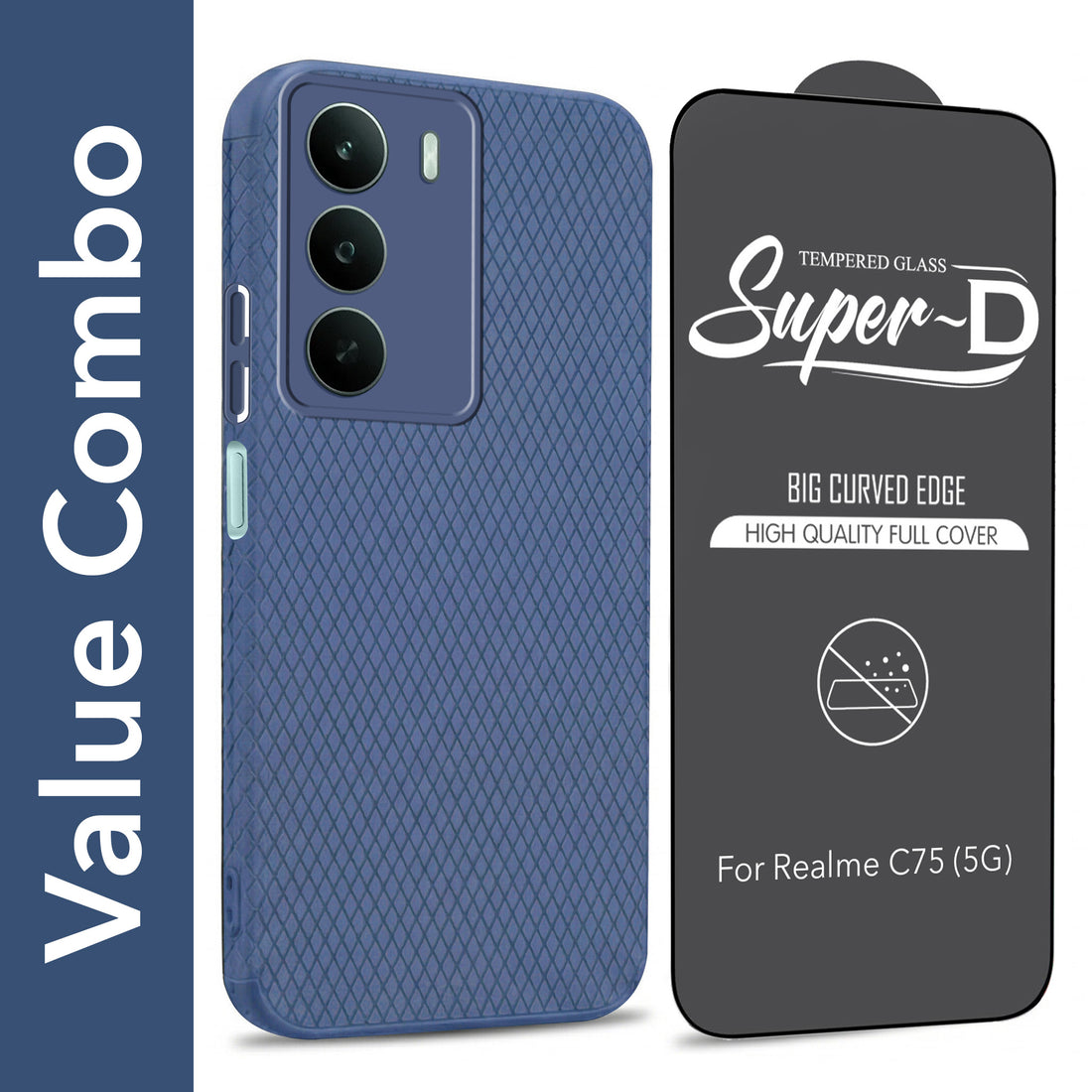 For Realme C75 5G Combo with Back Cover and 9H Tempered Glass (Liquid Silicone | Camera Protection | Oleophobic Coating Screen Glass)