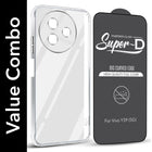 For Vivo Y39 Combo with Back Cover and 9H Tempered Glass (Lifetime Anti-Yellow | Sleek Hard Crystal | Oleophobic Coating Screen Glass)