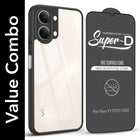 For Vivo Y11 | Vivo Y21 5G Combo with Back Cover and 9H Tempered Glass (Lifetime Anti-Yellow | Crystal Clear Shockproof | Oleophobic Coating Screen Glass)