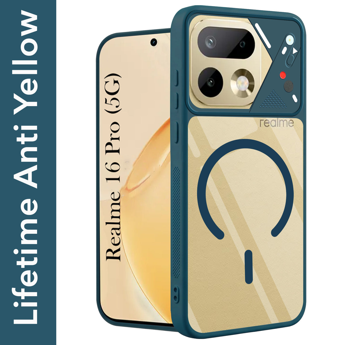For Realme 16 Pro Back Cover Case Lifetime Anti-Yellow Clear (Camera Protection | Side Grip | Wireless MagSafe Compatible)