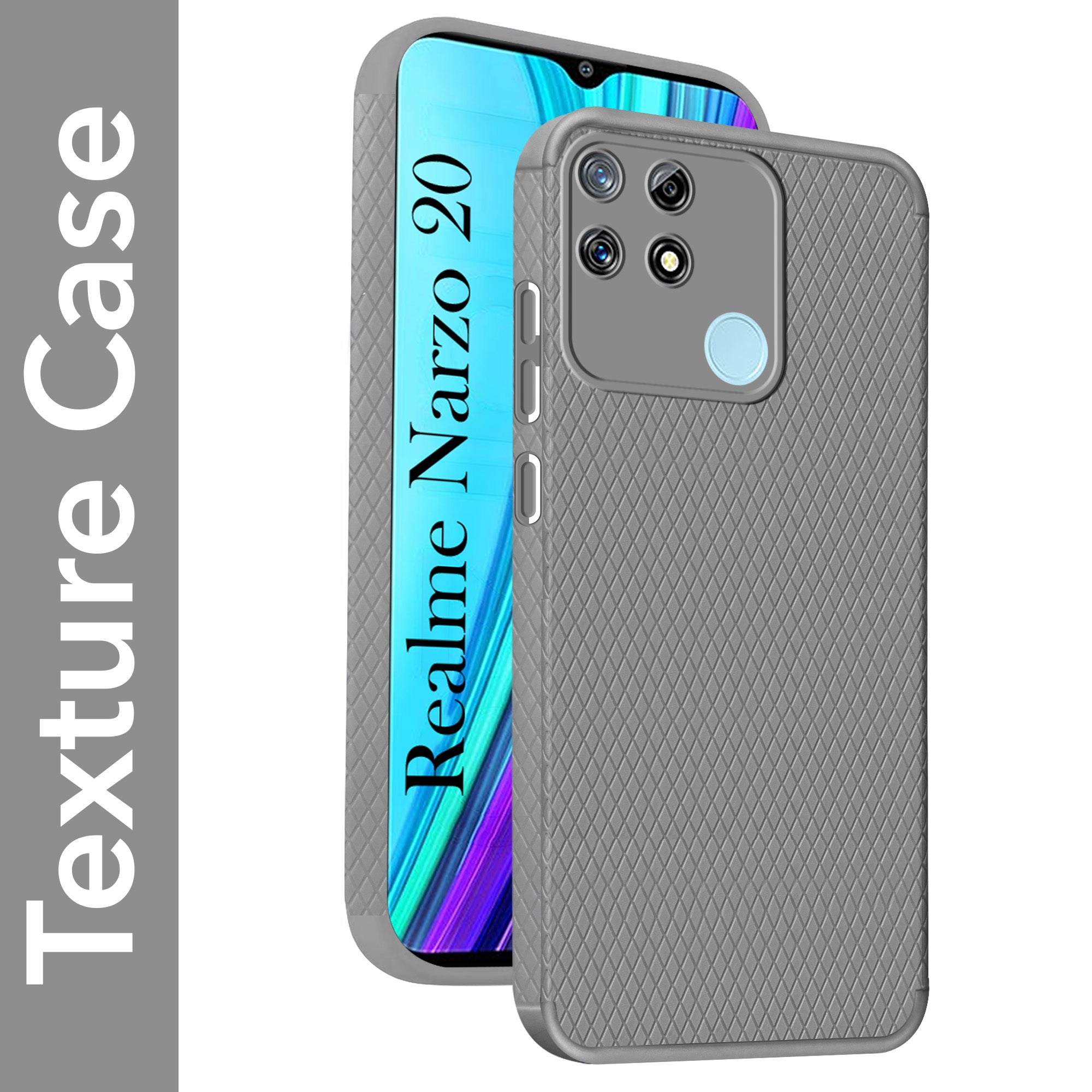 For Realme Narzo 20 Back Cover Case Liquid Silicone (Camera Protection | Side Grip Texture | Soft and Flexible)
