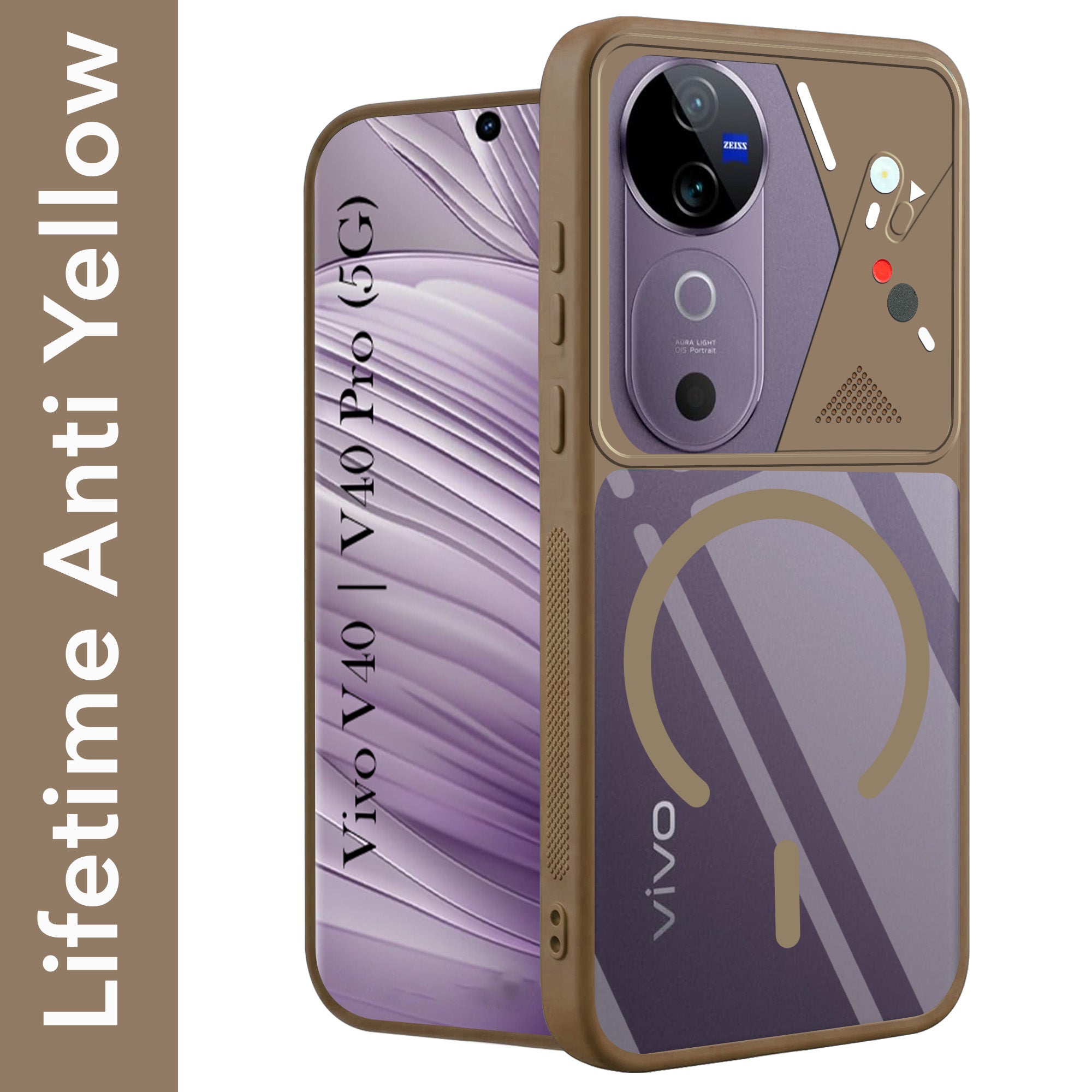 For Vivo V40 | Vivo V40 Pro Back Cover Case Lifetime Anti-Yellow Clear (Camera Protection | Side Grip | Wireless MagSafe Compatible)