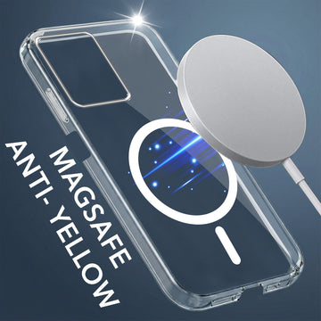 For Vivo T1 5G Back Cover Case Lifetime Anti-Yellow MagSafe Compatible Clear (Sleek Hard Crystal | Shockproof and Camera Protection)