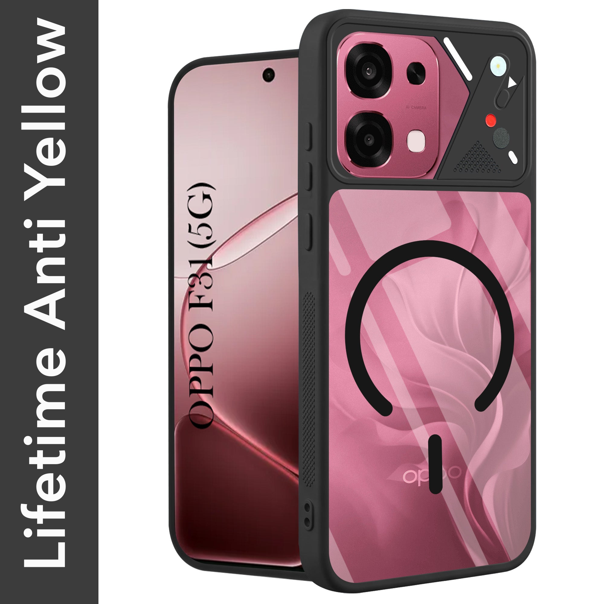 For Oppo F31 5G | Oppo F33 5G Back Cover Case Lifetime Anti-Yellow Clear (Camera Protection | Side Grip | Wireless MagSafe Compatible)