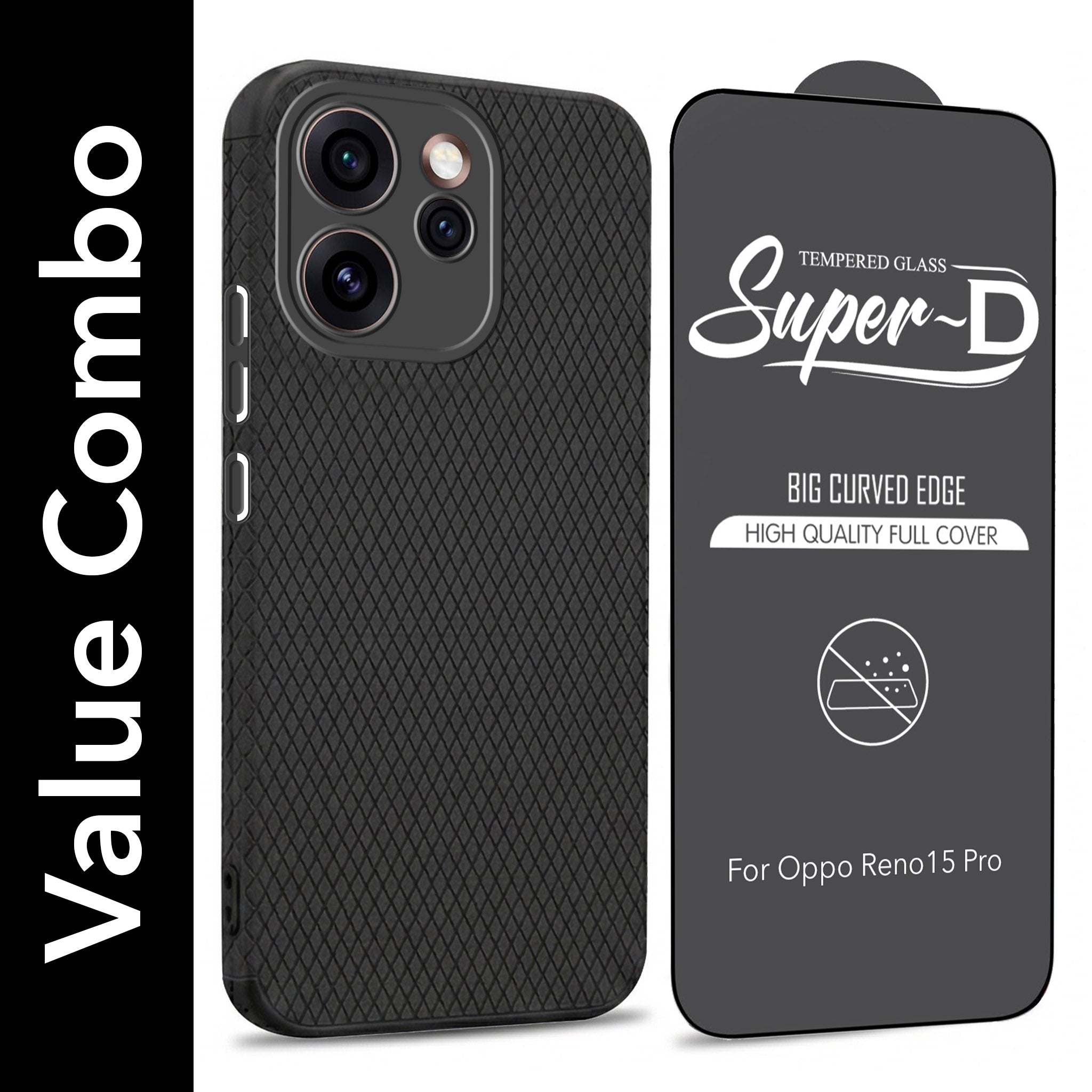 For Oppo Reno15 Pro 5G | Oppo Reno 15 Pro 5G Combo with Back Cover and 9H Tempered Glass (Liquid Silicone | Camera Protection | Oleophobic Coating Screen Glass)