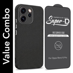 For Oppo Reno15 Pro 5G | Oppo Reno 15 Pro 5G Combo with Back Cover and 9H Tempered Glass (Liquid Silicone | Camera Protection | Oleophobic Coating Screen Glass)