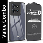 For Motorola Moto Edge 50 Neo Combo with Back Cover and 9H Tempered Glass (Lifetime Anti-Yellow | Crystal Clear Shockproof | Oleophobic Coating Screen Glass)