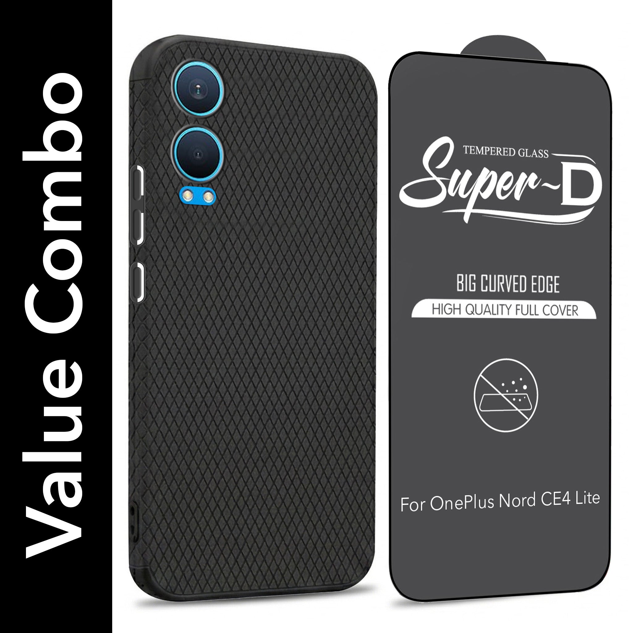 For OnePlus Nord CE 4 Lite Combo with Back Cover and 9H Tempered Glass (Liquid Silicone | Camera Protection | Oleophobic Coating Screen Glass)
