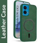 For Motorola Moto G96 Back Cover Case Leather Finish (MagSafe Compatible Wireless Charging | Soft Touch | Camera Bump Protection)