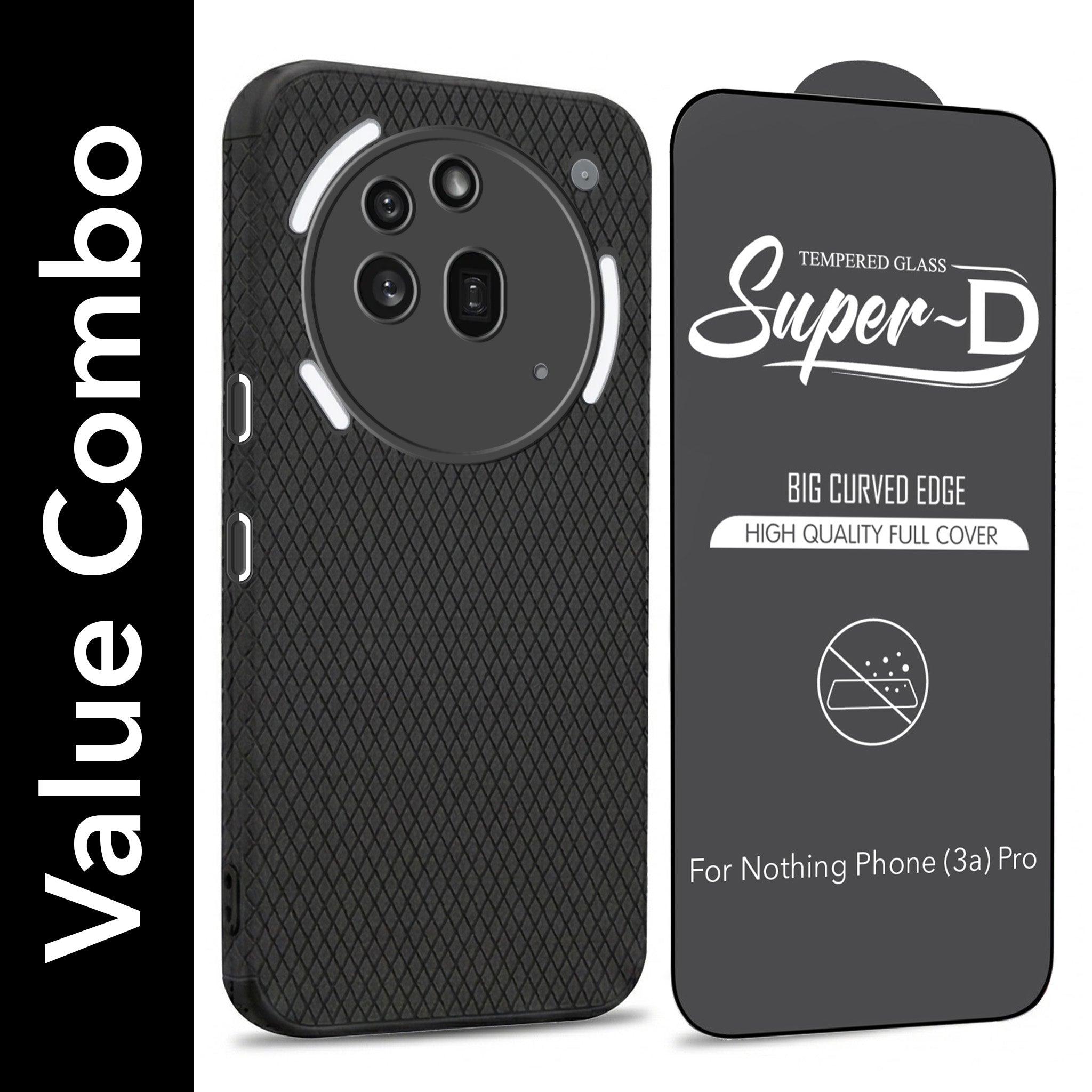 For Nothing Phone 3A Pro 5G Combo with Back Cover and 9H Tempered Glass (Liquid Silicone | Camera Protection | Oleophobic Coating Screen Glass)