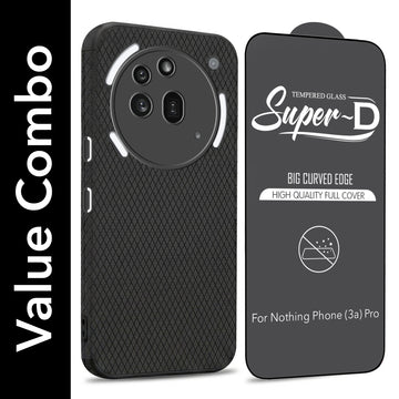 For Nothing Phone 3A Pro 5G Combo with Back Cover and 9H Tempered Glass (Liquid Silicone | Camera Protection | Oleophobic Coating Screen Glass)