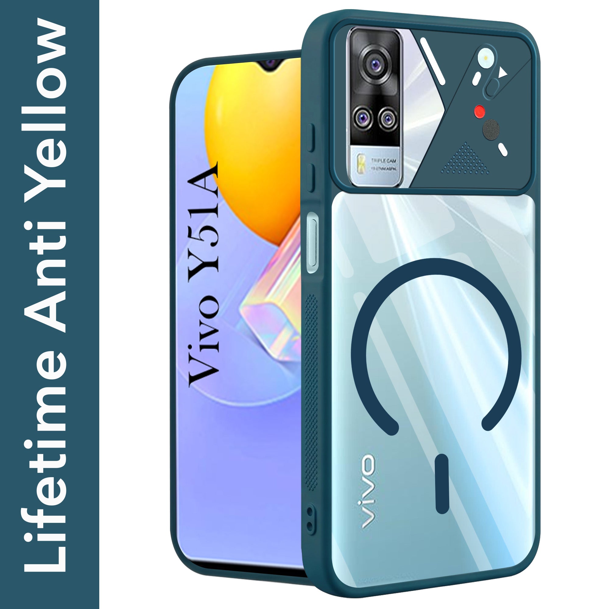 For Vivo Y51A Back Cover Case Lifetime Anti-Yellow Clear (Camera Protection | Side Grip | Wireless MagSafe Compatible)