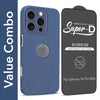 For Apple iPhone 16 Pro Max Combo with Back Cover and 9H Tempered Glass (Liquid Silicone | Camera Protection | Oleophobic Coating Screen Glass)