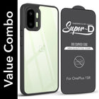 For OnePlus 15R Combo with Back Cover and 9H Tempered Glass (Lifetime Anti-Yellow | Crystal Clear Shockproof | Oleophobic Coating Screen Glass)