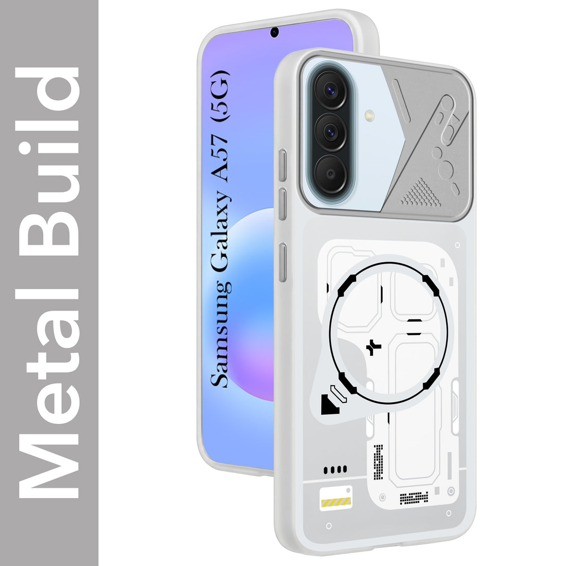 For Samsung Galaxy A57 5G Metallic Back Cover Case (Metallic Camera Protection & Buttons | Translucent Milky Shade | Hard Polycarbonate)