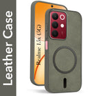 For Realme 15X Back Cover Case Leather Finish (MagSafe Compatible Wireless Charging | Soft Touch | Camera Bump Protection)