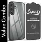 For Samsung Galaxy M35 5G Combo with Back Cover and 9H Tempered Glass (Lifetime Anti-Yellow | Crystal Clear Shockproof | Oleophobic Coating Screen Glass)
