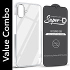 For Samsung Galaxy A07 5G | F70e 5G Combo with Back Cover and 9H Tempered Glass (Lifetime Anti-Yellow | Sleek Hard Crystal | Oleophobic Coating Screen Glass)