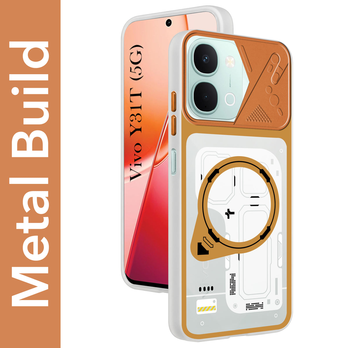 For Vivo Y31T 5G Metallic Back Cover Case (Metallic Camera Protection & Buttons | Translucent Milky Shade | Hard Polycarbonate)