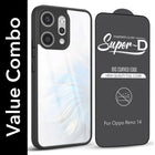 For Oppo Reno14 5G | Oppo Reno 14 5G Combo with Back Cover and 9H Tempered Glass (Lifetime Anti-Yellow | Crystal Clear Shockproof | Oleophobic Coating Screen Glass)