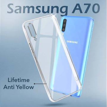 For Samsung Galaxy A70 | A70s Back Cover Case Lifetime Anti-Yellow Clear (Sleek Hard Crystal | Shockproof and Camera Protection)