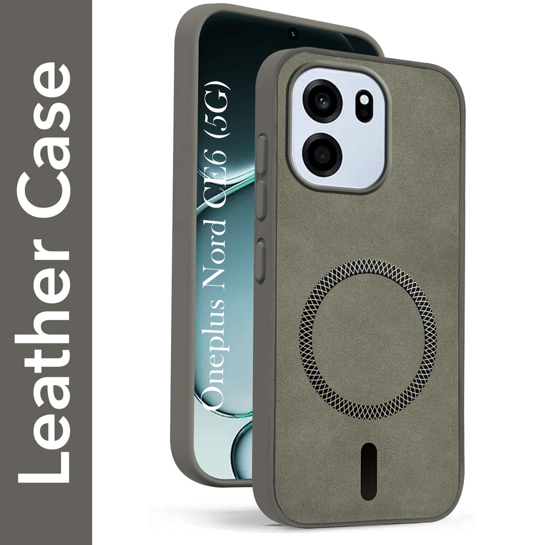 For Oneplus Nord CE 6 Back Cover Case Leather Finish (MagSafe Compatible Wireless Charging | Soft Touch | Camera Bump Protection)