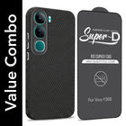 For Vivo Y300 Combo with Back Cover and 9H Tempered Glass (Liquid Silicone | Camera Protection | Oleophobic Coating Screen Glass)