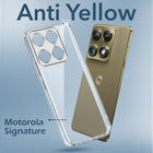 For Motorola Moto Signature 5G Back Cover Case Lifetime Anti-Yellow Clear (Sleek Hard Crystal | Shockproof and Camera Protection)