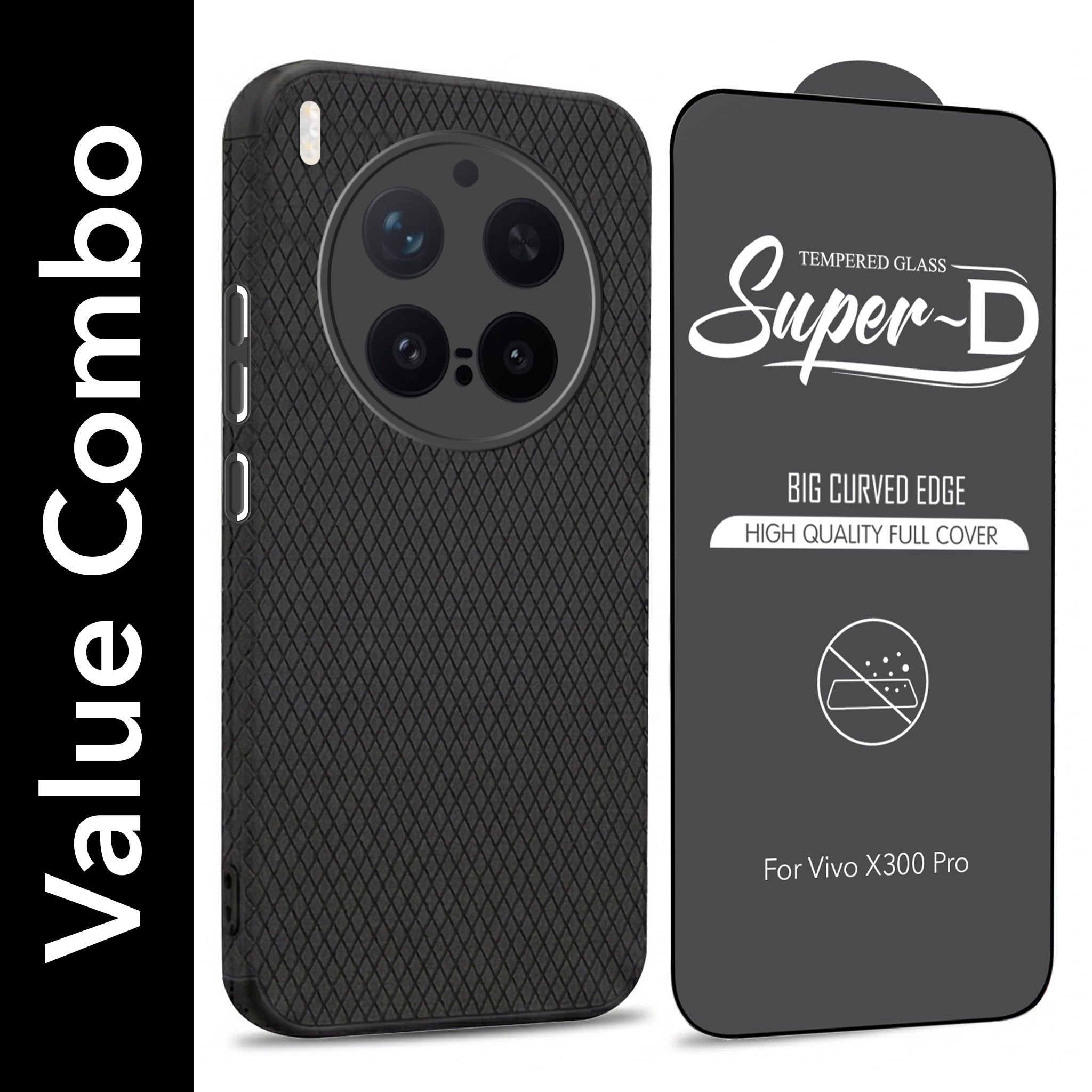 For Vivo X300 Pro Combo with Back Cover and 9H Tempered Glass (Liquid Silicone | Camera Protection | Oleophobic Coating Screen Glass)