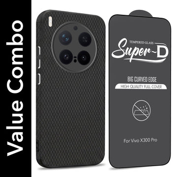 For Vivo X300 Pro Combo with Back Cover and 9H Tempered Glass (Liquid Silicone | Camera Protection | Oleophobic Coating Screen Glass)