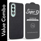For Oneplus Nord CE 4 Combo with Back Cover and 9H Tempered Glass (Textured Grip Design | Micro-Fiber Cloth Inside | Oleophobic Coating Screen Glass)