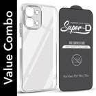 For Vivo Y51 Pro 5G | Vivo T5x Combo with Back Cover and 9H Tempered Glass (Lifetime Anti-Yellow | Sleek Hard Crystal | Oleophobic Coating Screen Glass)