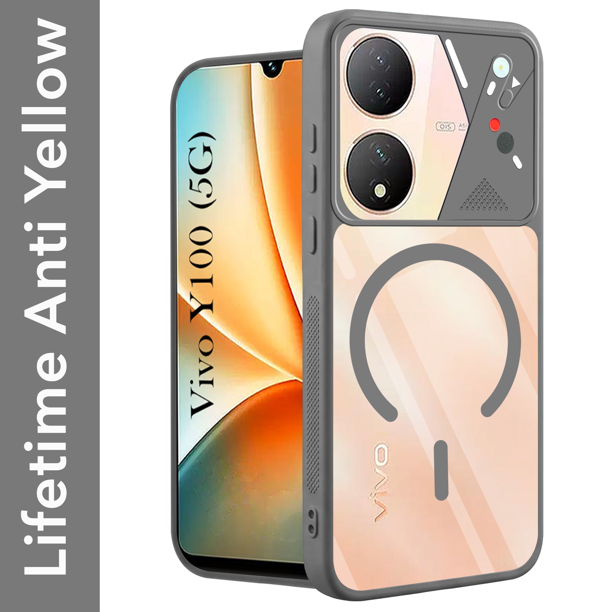 For Vivo Y100 Back Cover Case Lifetime Anti-Yellow Clear (Camera Protection | Side Grip | Wireless MagSafe Compatible)