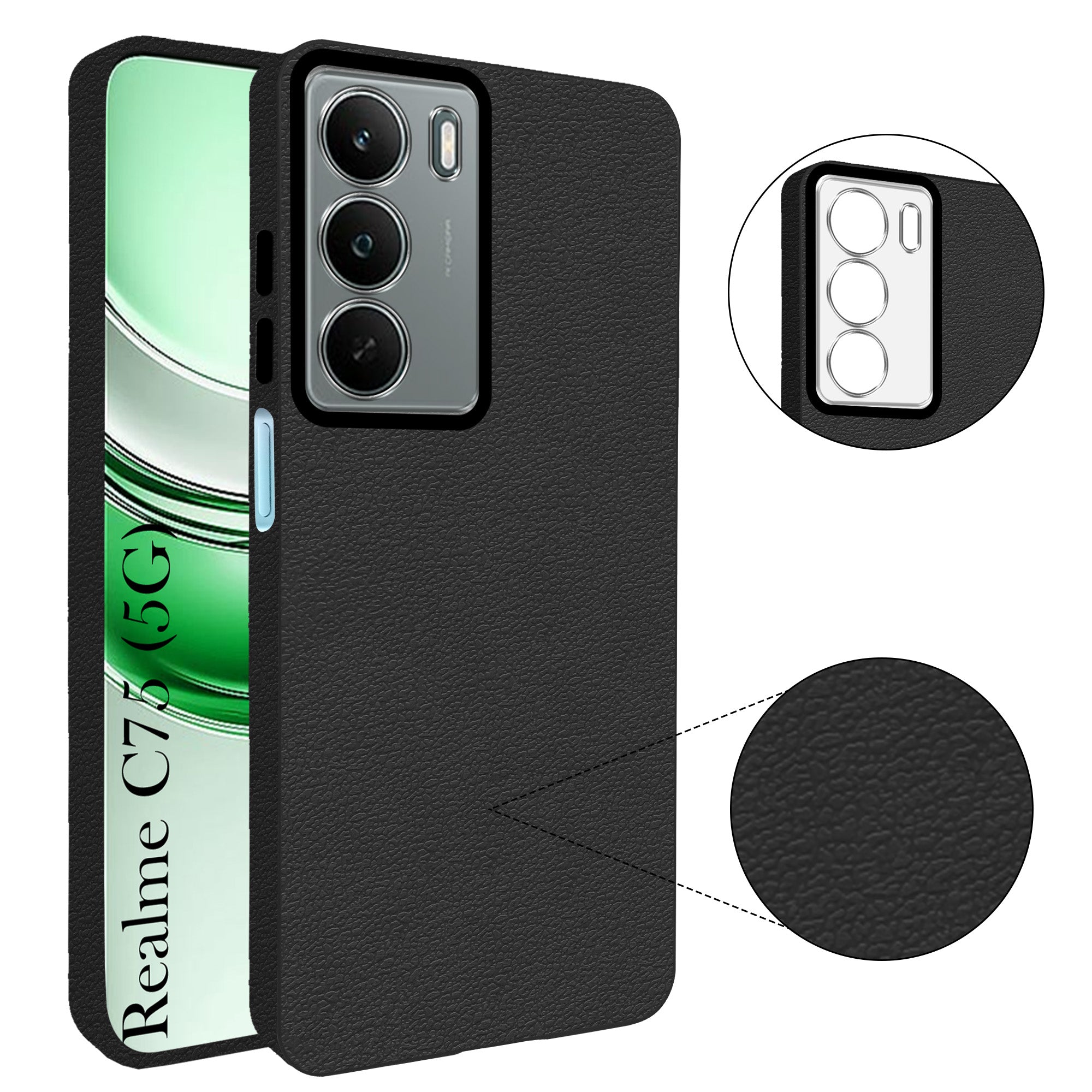 For Realme C75 5G Back Cover Case (Glass Like Camera Protection | Leather Feel | Minimalist Professional Grip)