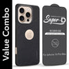 For Apple iPhone 16 Pro Max Combo with Back Cover and 9H Tempered Glass (Textured Grip Design | Micro-Fiber Cloth Inside | Oleophobic Coating Screen Glass)