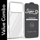 For Apple iPhone 18 Pro Combo with Back Cover and 9H Tempered Glass (Lifetime Anti-Yellow | Sleek Hard Crystal | Oleophobic Coating Screen Glass)